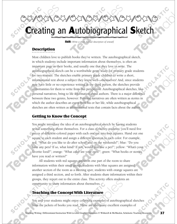 how to write an autobiographical sketch