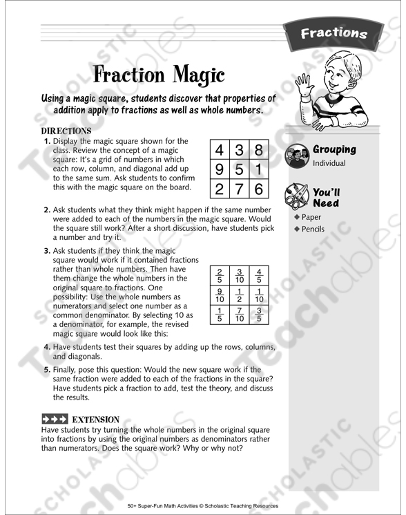 Fraction Magic (Magic Squares): Fractions Activity ...