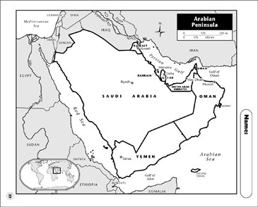 arabian peninsula blank map