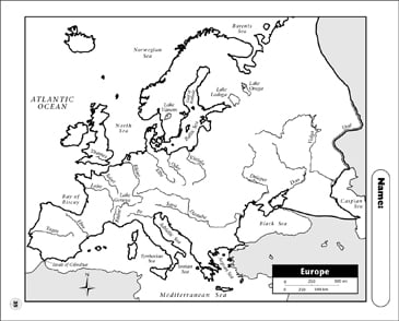 physical map europe printable maps skills sheets