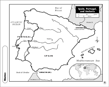 Spain Portugal and Andorra Map Printable Maps and