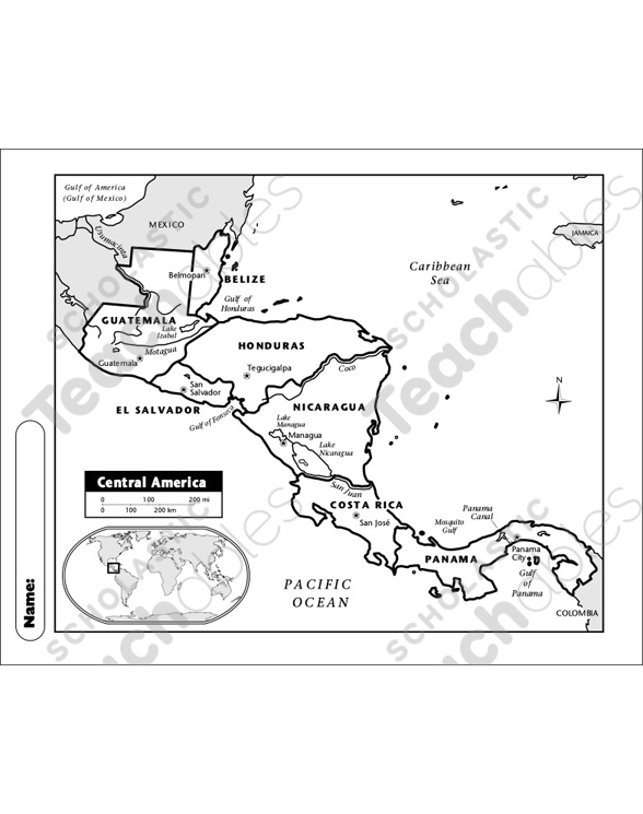 Printable Labeled Map Of Central America Spanish Speaking Countries: