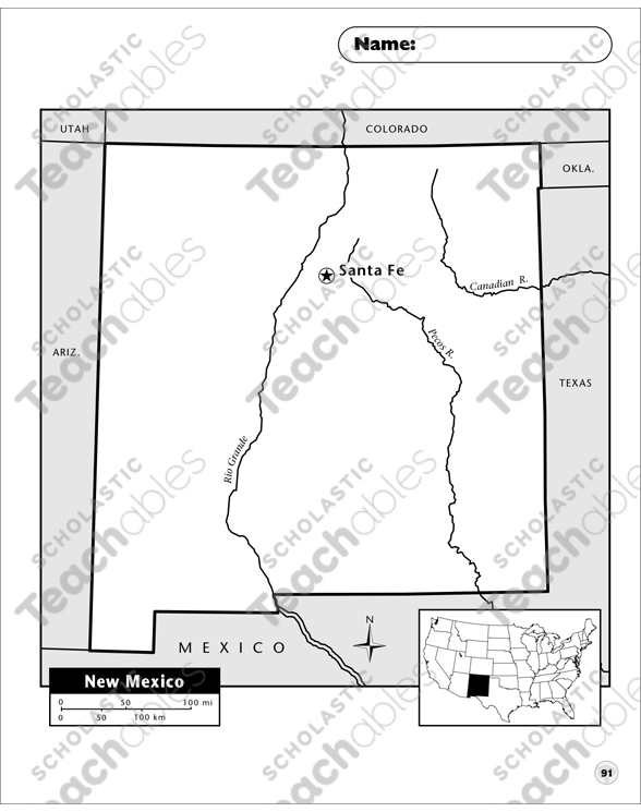 Mexican States Map Outline Student