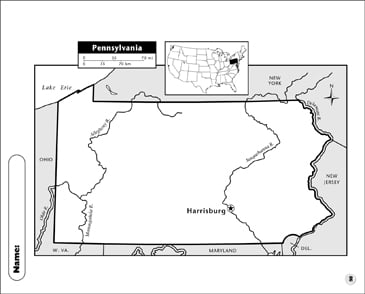 Pennsylvania Map Printable Maps Skills Sheets