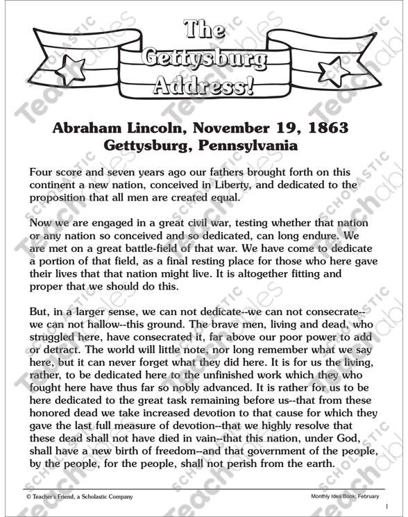 Gettysburg Address Printable Bilscreen