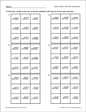 Division with No Remainders: Math Skills | Printable Skills ...