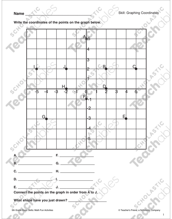 Graphing Coordinates: 5th Grade Math Skills | Printable Skills Sheets