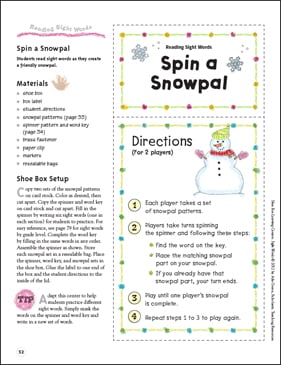 Spin a Snowpal (Reading Sight Words): Sight Word Learning Center