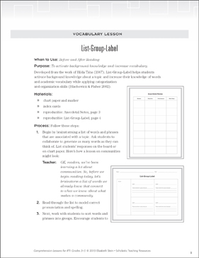 Experience Text Relationship: Comprehension Lesson ...