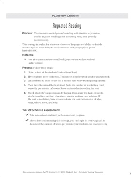 Repeated Reading Fluency Lesson Printable Lesson Plans Ideas