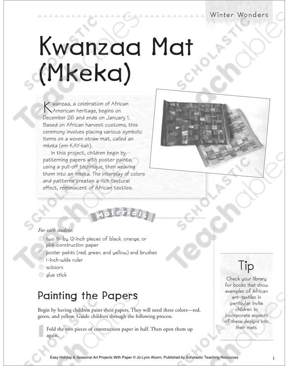 Kwanzaa Mat Mkeka Winter Art Project Printable Arts And Crafts