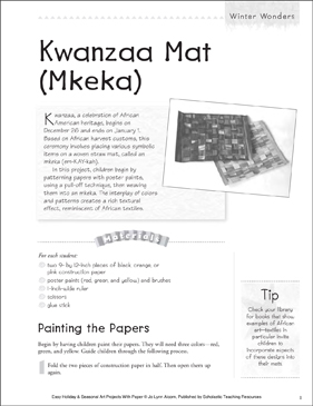 Kwanzaa Mat Mkeka Winter Art Project Printable Arts And Crafts