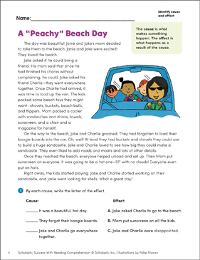 A “Peachy” Beach Day (Identify cause and effect)
