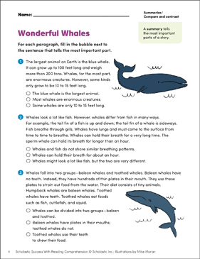Wonderful Whales (Summarize/Compare and contrast)