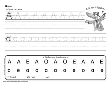 a is for alligator letter formation practice printable skills sheets