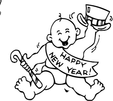 happy new year clipart black and white
