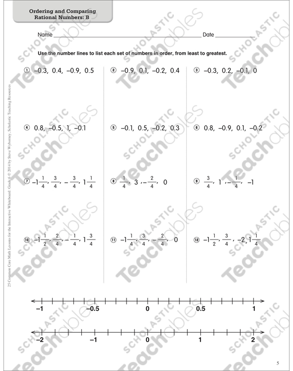 Ordering and Comparing Rational Numbers: Math Lesson | Printable Lesson ...