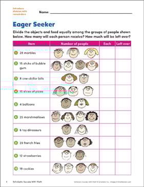 Eager Seeker (Introduce Division With Remainders) | Printable ...