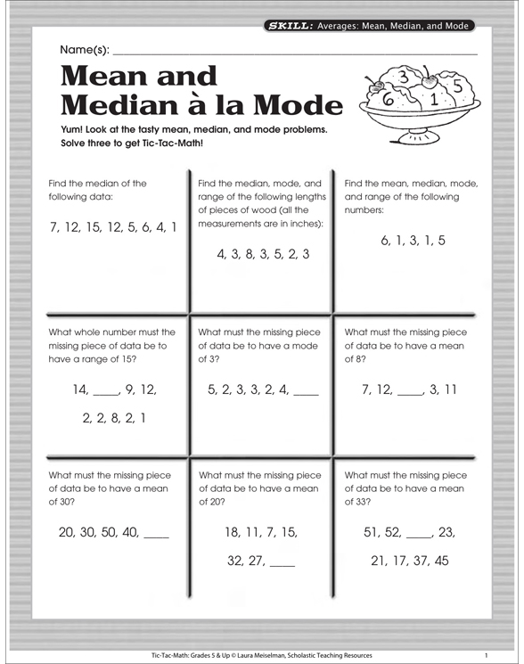 mean-and-median-a-la-mode-tic-tac-math-printable-games-puzzles-and-skills-sheets