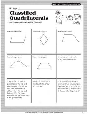 Classified Quadrilaterals: Tic-Tac-Math | Printable Games and ...