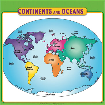 Continents and Oceans Map: Student Reference Page ...