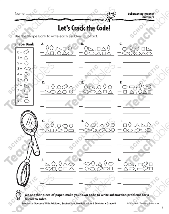 Let S Crack The Code Subtracting Greater Numbers Printable