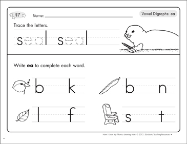 vowel digraphs ea phonics learning mats printable skills sheets