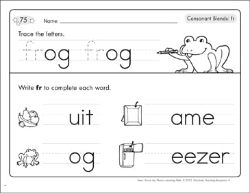 consonant blends fr phonics learning mats printable skills sheets