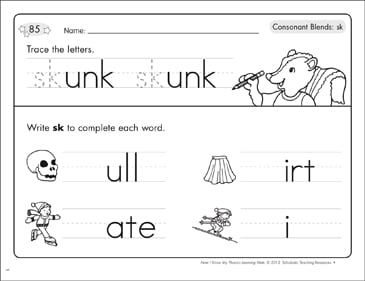 Consonant Blends (sk): Phonics Learning Mats | Printable ...
