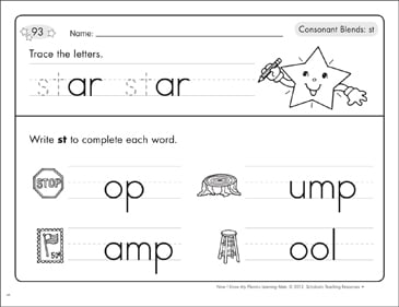 consonant blends st phonics learning mats printable skills sheets