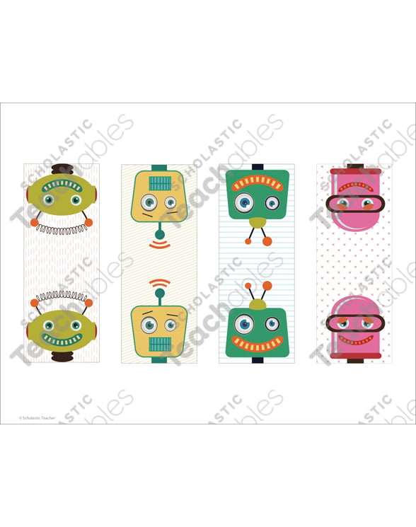 Robot Bookmarks and Bookplates | Printable Bookmarks, Toppers, Labels ...