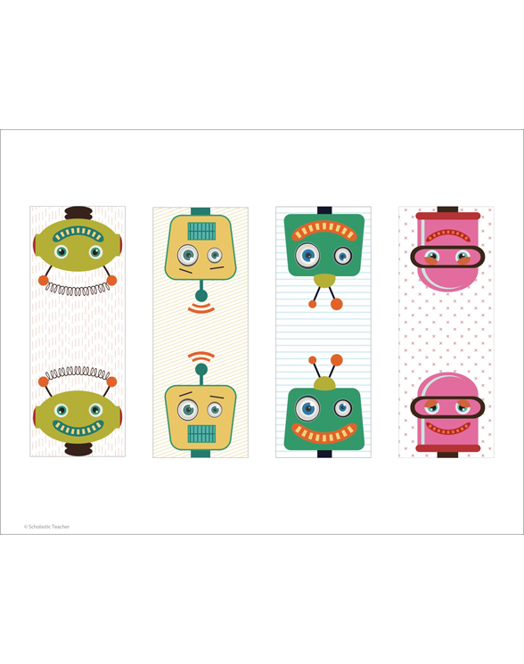 Robot Bookmarks and Bookplates | Printable Bookmarks, Toppers, Labels ...