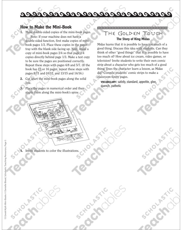 The Golden Touch: Greek Myth | Printable Mini-Books