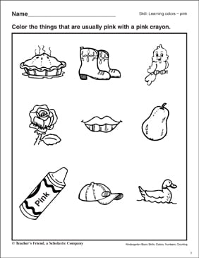 Color Pink Worksheets Coloring Pages