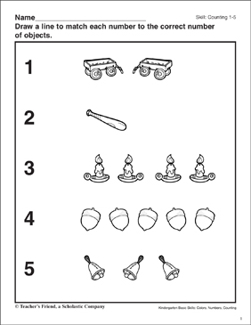 counting 1 5 kindergarten basic skills printable skills sheets