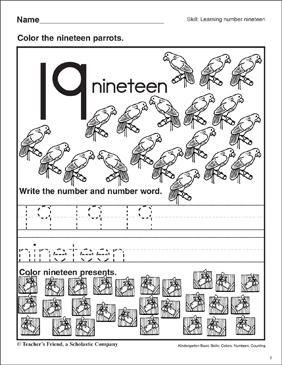 numbers learning number nineteen kindergarten basic