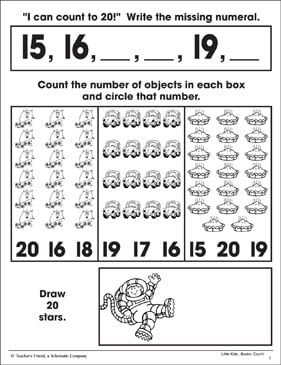 Counting One to Twenty: Math Practice Page (Write & Draw) | Printable