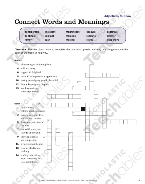 Adjectives: Read Words in Context (Grade 6) | Printable ...
