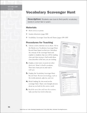 Vocabulary Scavenger Hunt: Vocabulary Mastering Centre graphic relating to Printable Vocabulary Games known as Vocabulary Scavenger Hunt: Vocabulary Discovering Middle