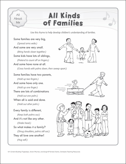 All Kinds of Families: Content-Building Action Song | Printable Texts