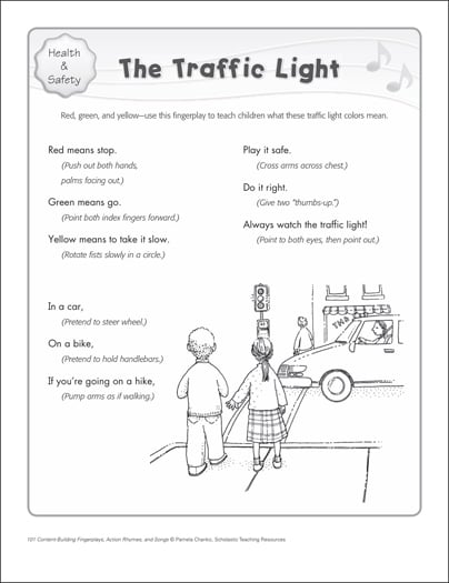 The Traffic Light Content Building Action Song Printable Texts