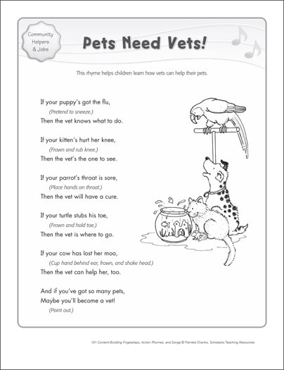 Pets Need Vets!: Content-Building Action Song