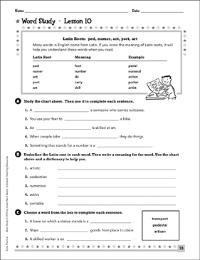 Latin and Greek Roots: Word Study Unit | Printable Skills Sheets