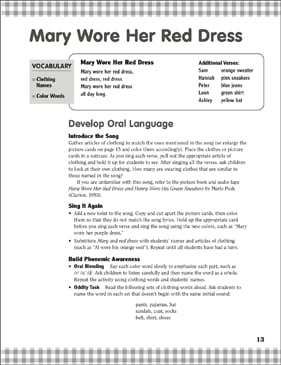 Mary Wore Her Red Dress Clothing Color Words Printable Mini Books Pocket Charts