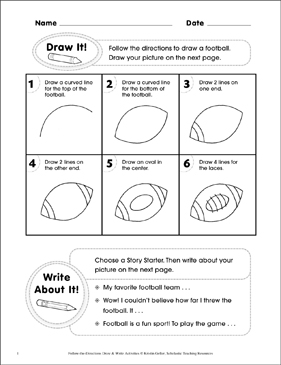 Football Story Starters Draw Write Activity Printable Skills