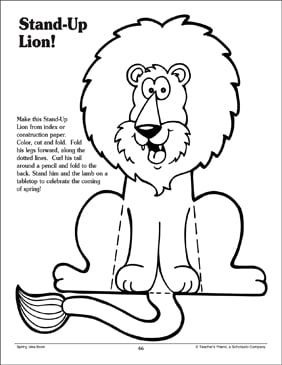Stand Up Lion And Lamb Printable Arts Crafts And Skills Sheets