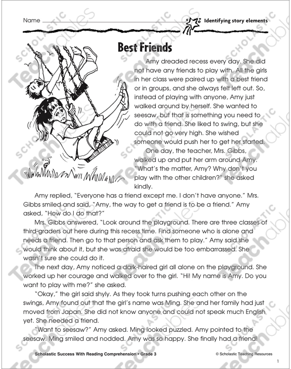 Best Friends (Identifying Story Elements) | Printable Texts ...