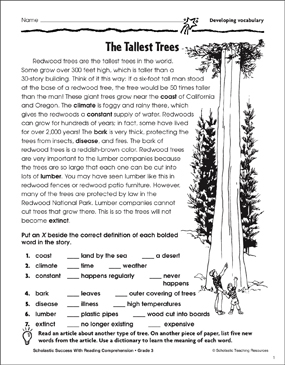 The Tallest Trees (Developing Vocabulary) | Printable Texts ...