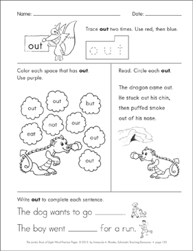 Sight Word Practice Page for “out” | Printable Skills Sheets sight-word-practice-page-for-out-printable-skills-sheets