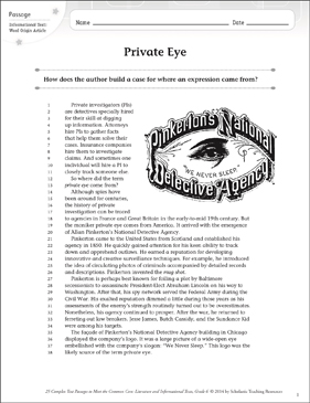 Private Eye Text Questions Printable Texts Skills Sheets